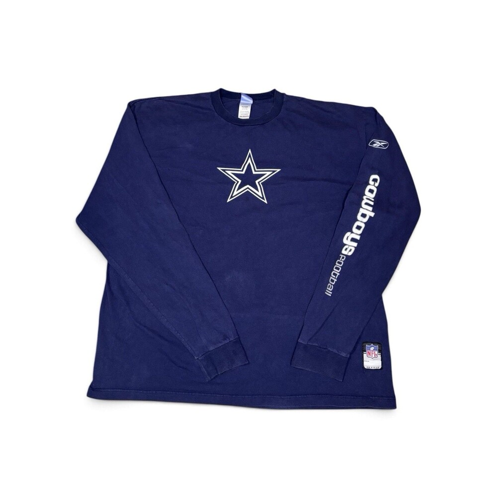 Reebok Dallas Cowboys NFL Football Long Sleeve Shirt Blue Men Size 2XL